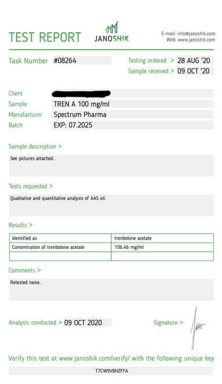 USA Domestic Trenbolone Acetate Spectrum Pharma